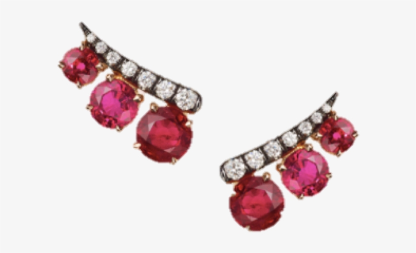 Prive Ruby And Diamond Ear Climbers, transparent png #3401017