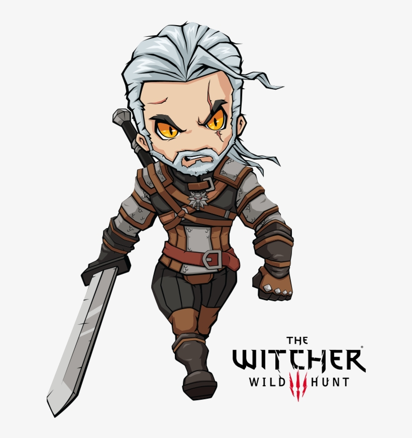The Witcher Clipart Wild Hunt - Geralt The Witcher Chibi, transparent png #3403170