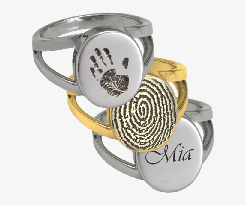Personalized V Ring - Fingerprint Oval "v" Ring, transparent png #3406042