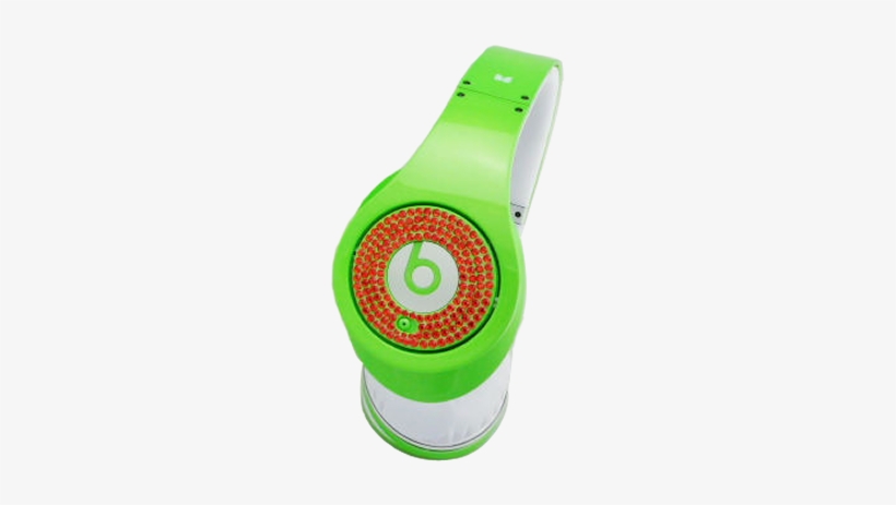 Beats By Dre Studio Red Diamond With Green Headphones - Red And Green Headphones, transparent png #3407255