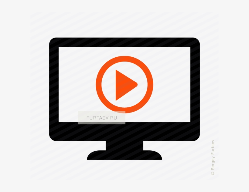 Vector Icon Of Desktop Computer With Play Button On - Icon, transparent png #3407897