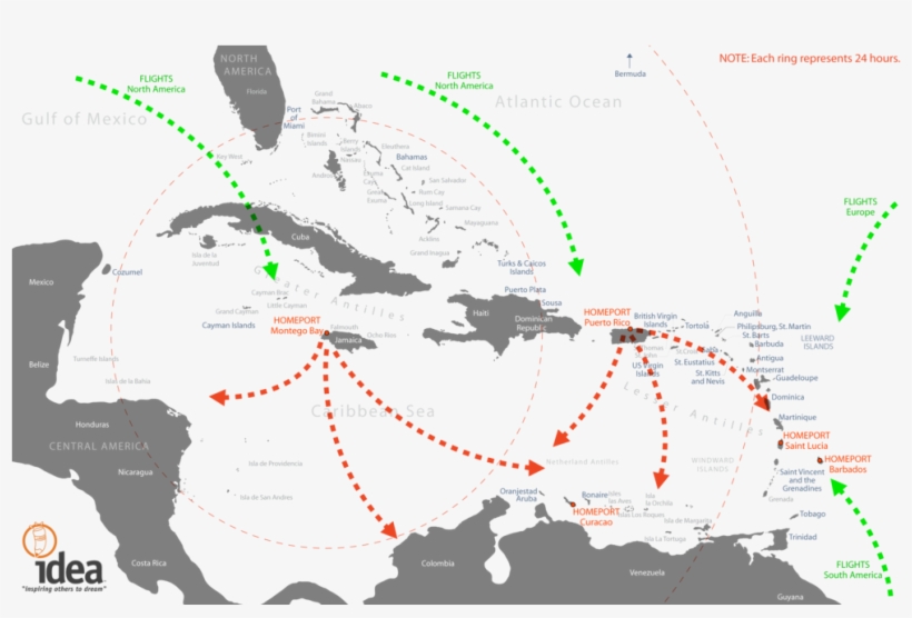Idea Homeports-caribbean - Caribbean Vector Map, transparent png #3409121