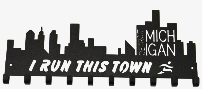 Detroit Michigan I Run This Town Medal Holder - Detroit Skyline, transparent png #3409408