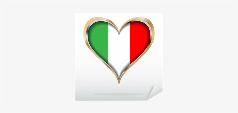 Vector Illustration Of Italian Flag In Golden Heart - Illustration, transparent png #3410369