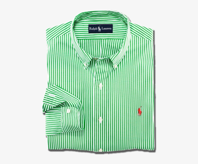 ~ralph Lauren Green Striped Small Pony Custom Fit Long - Ralph Lauren Green Shirts, transparent png #3410807