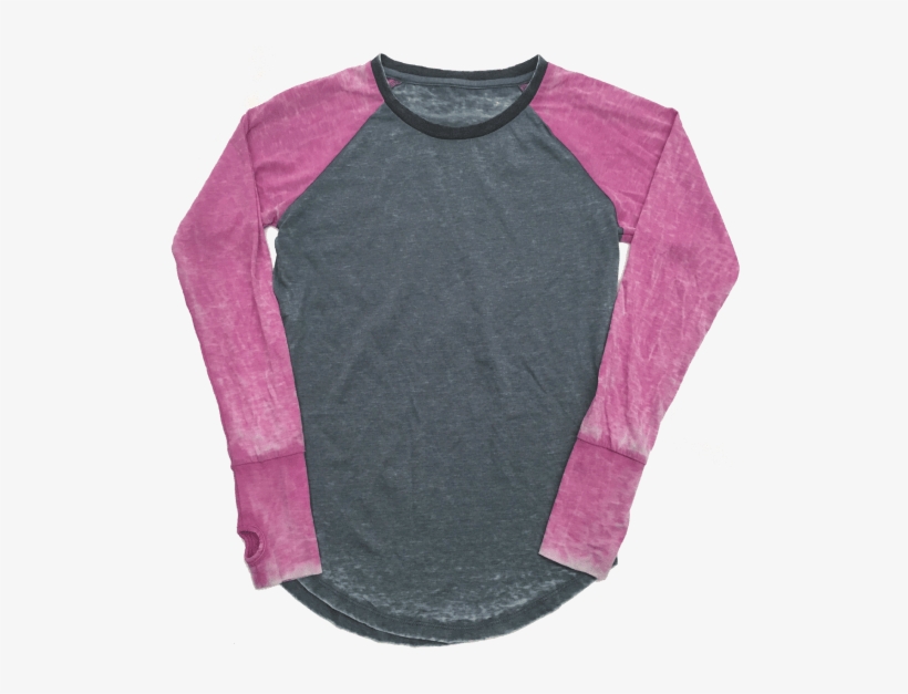 Picture Of Burnout Grey/pink Baseball Shirt - Shirt, transparent png #3410872