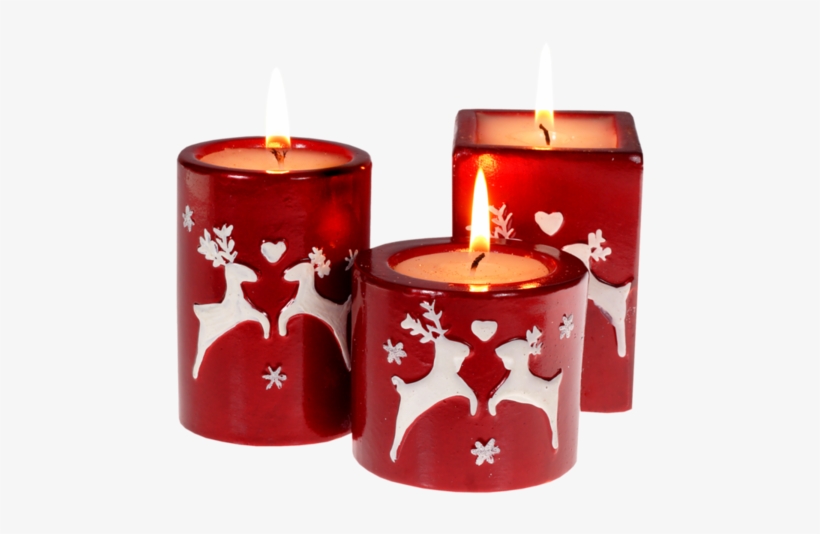 Christmas Candles - Red And White Christmas Candles, transparent png #3411686