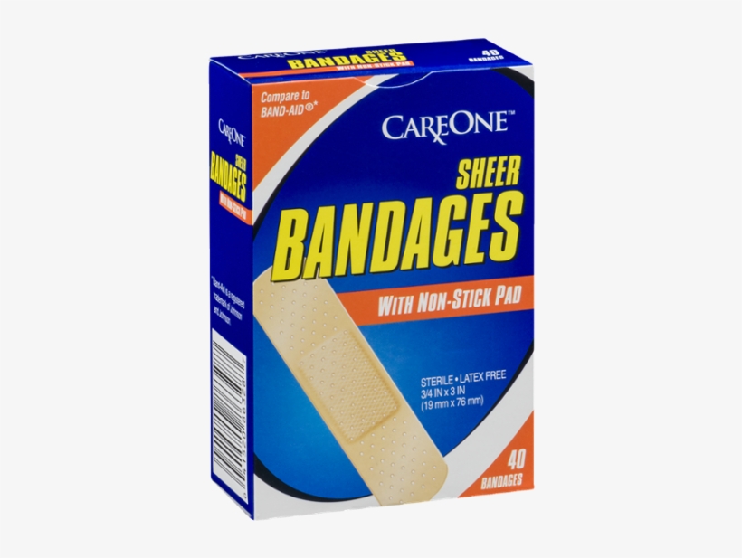 Careone Sheer Bandages With Non-stick Pad - 40 Ct, transparent png #3411967