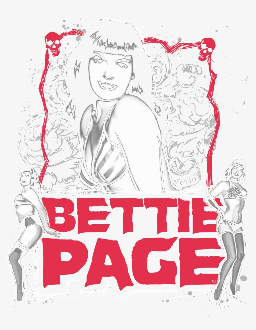 Bettie Page Bettie Scary Hot Men's Ringer T-shirt - Illustration, transparent png #3411970