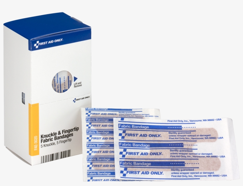 Knuckle & Fingertip Fabric Bandages Knuckle & Fingertip - First Aid Only Fae-3004 Sc Refill 3/4"x3" Plastic Bandages,, transparent png #3412024