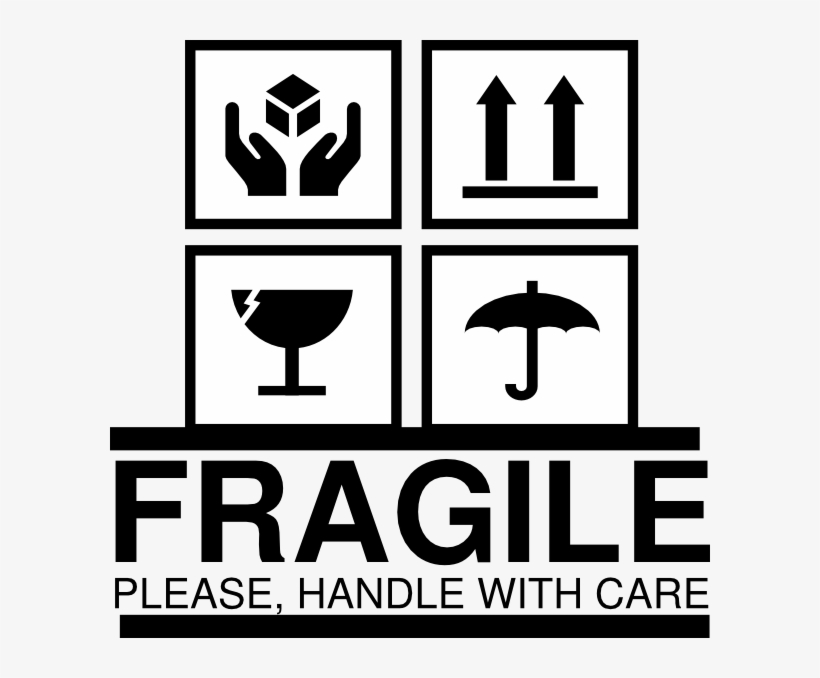 Small - Fragile Handle With Care Black And White, transparent png #3412493