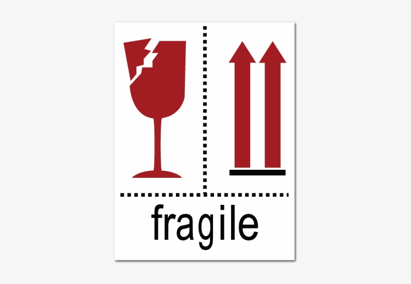 Fragile Broken Glass And Arrow Stickers - Fragile, transparent png #3412629