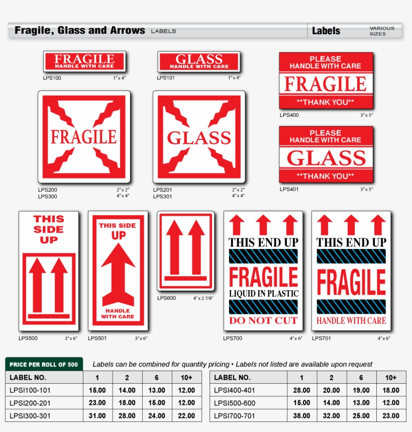 Fragile, Glass And Arrows - Staples This Side Up Fragile Label 4" X 6" (dl1550),, transparent png #3412949