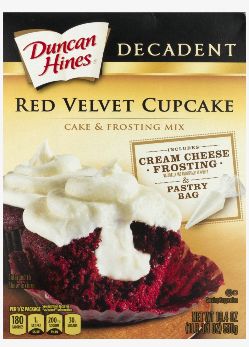 Duncan Hines Cake & Frosting Mix Red Velvet Cupcake, - Duncan Hines Decadent Red Velvet Cupcake Cake, transparent png #3414451