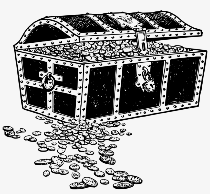 Buried Treasure Black And White Treasure Map Pirate - Tesouro Preto E Branco, transparent png #3415281