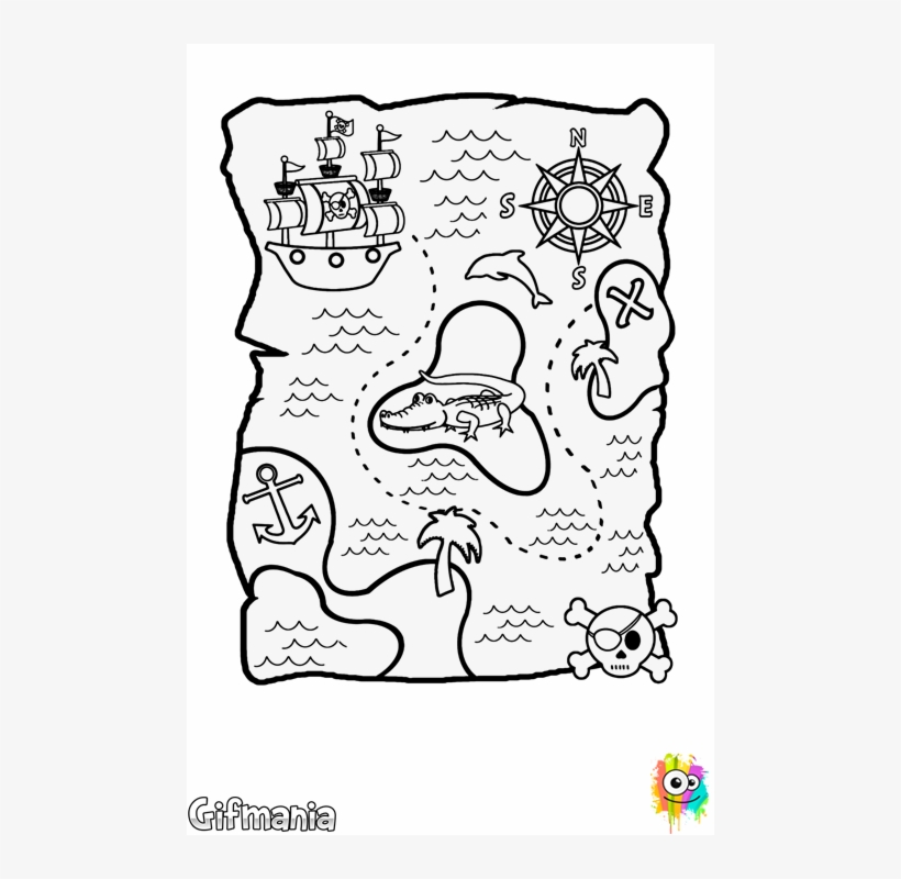 Pirate Map - Mapa De Pirata Para Colorir, transparent png #3415327