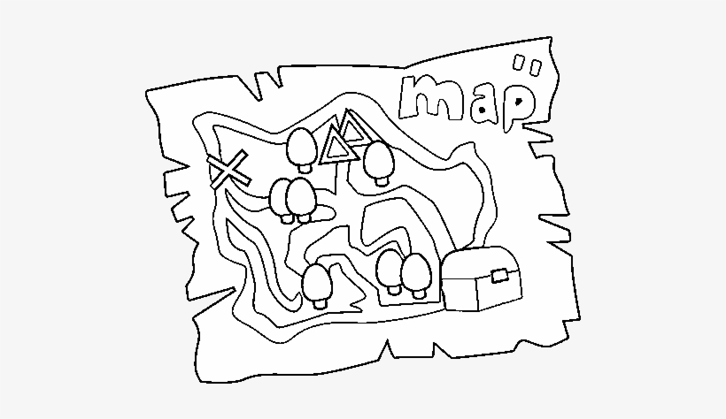 Treasure Map Coloring Page - Mapa De Tesoro Para Imprimir, transparent png #3415354