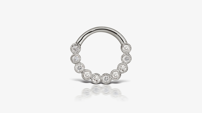 16g 3/8" Diamond Scalloped Edge Horizontal Eternity - Cubic Zirconia, transparent png #3415503