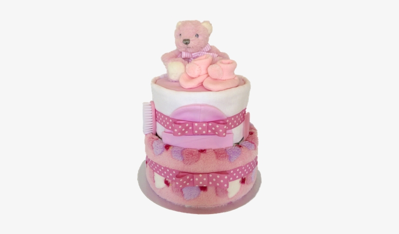 Pink Cupcake 2 Tier Nappy Cake - Diaper Cake, transparent png #3416961