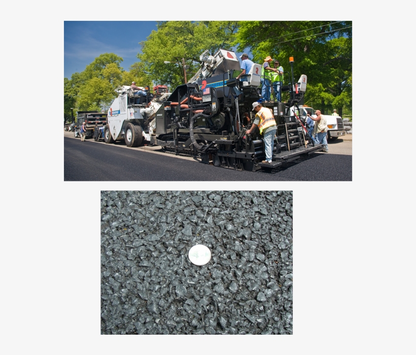 The Top Photo Shows An Asphalt Paver And Other Paving - Paver, transparent png #3417841