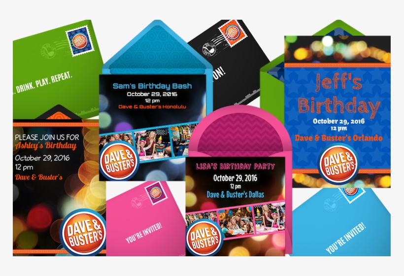Kids Birthday Online Invitations - Dave & Busters Gift Card (email Delivery), transparent png #3418836