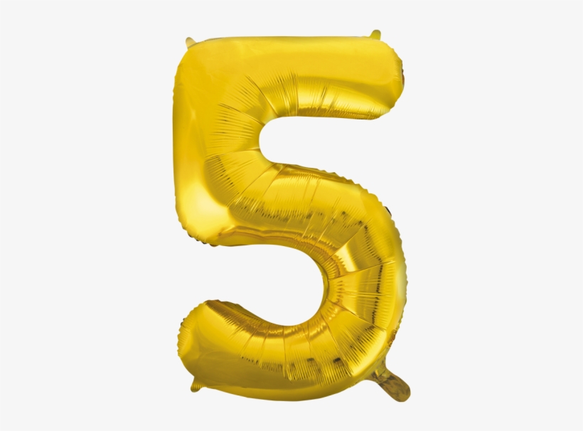 Foilballoon No - - Big Gold Number Five Balloon, transparent png #3419071