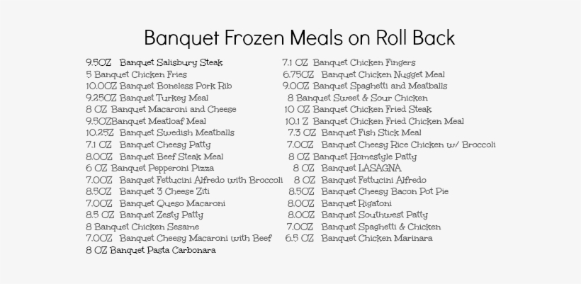 Rollback On Banquet Meals - Document, transparent png #3419947