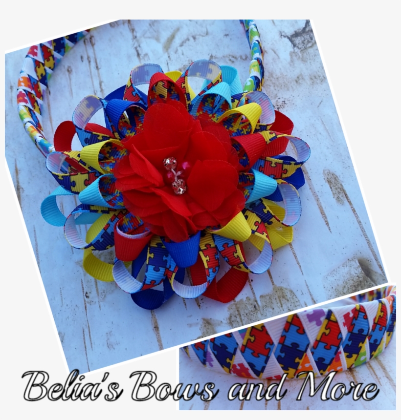 Flower Autism Awareness And Matching Headband - Obtlove Baby Boy Bow Tie, Bow Tie, Cincinnati Bengals, transparent png #3420533