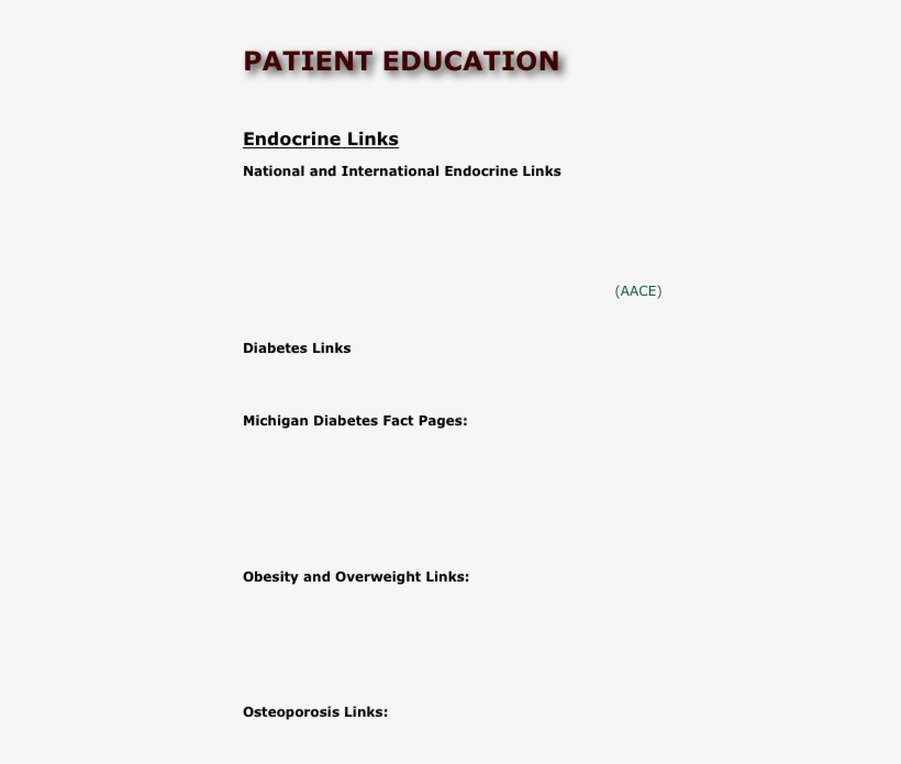 Patient Education Endocrine Links National And International - American Association Of Clinical Endocrinologists, transparent png #3420642