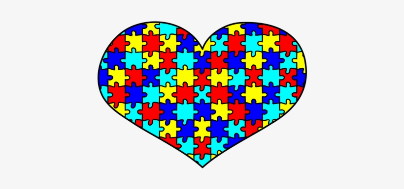 Autism, Awareness, Puzzle, Heart, Love - Autism Awareness Heart, transparent png #3420739