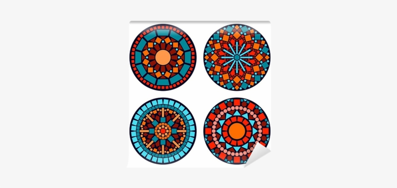 Colorful Circle Floral Ethnic Mandalas Set In Blue - Euclidean Vector, transparent png #3421237