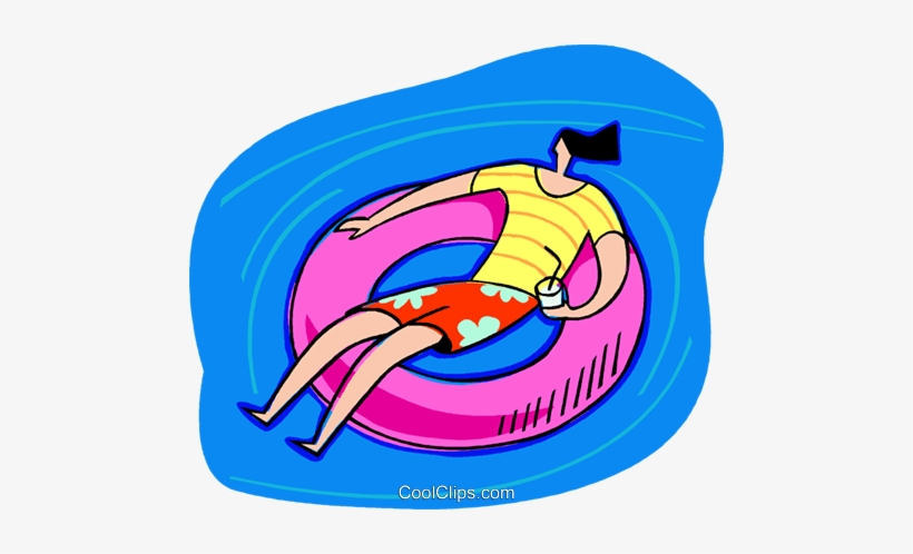 Floating In Pool In A Inner Tube Royalty Free Vector - Swimming