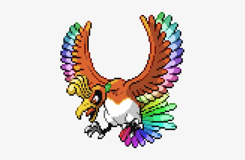 Ho-oh With Rainbow Wings - Pokemon Ho Oh Pixel Art, transparent png #3422489