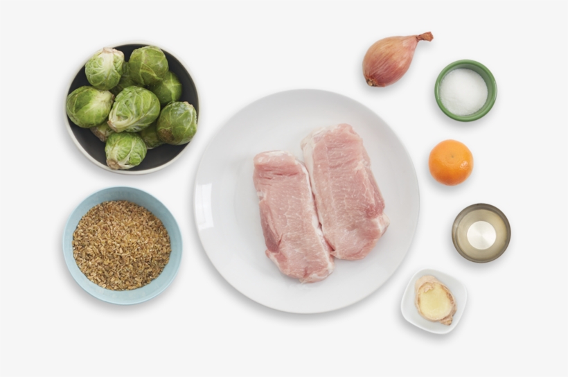 Pork Chops & Freekeh Salad With Brussels Sprouts & - Vegetable, transparent png #3422521