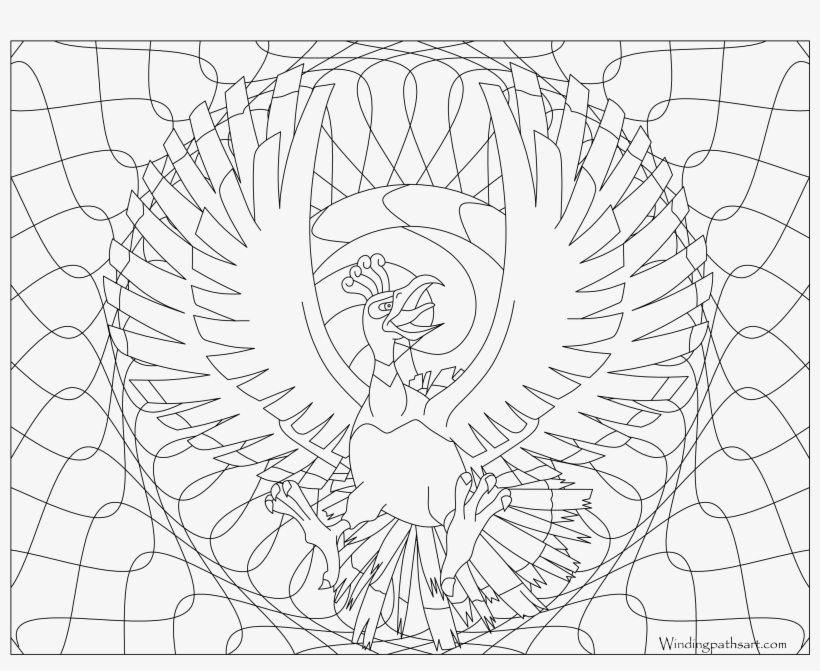 #250 Ho-oh Pokemon Coloring Page - Coloring Book, transparent png #3422569