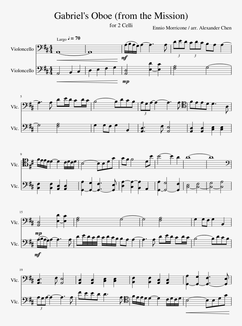 Gabriel's Oboe - ガブリエル の オーボエ 楽譜, transparent png #3422817