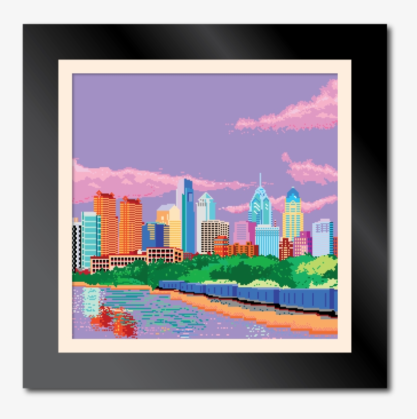 8-bit Philadelphia Skyline - Picture Frame, transparent png #3425763