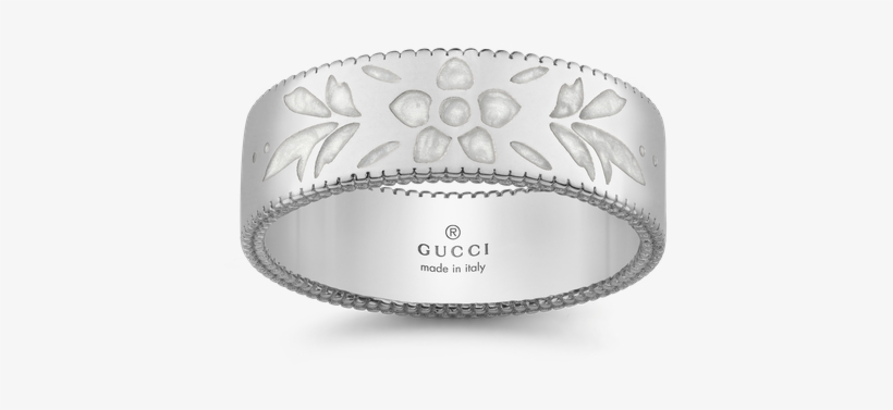 Gucci Icon Blooms Ring - Gucci Icon Blossom Yellow Gold & White Enamel Wide, transparent png #3425867