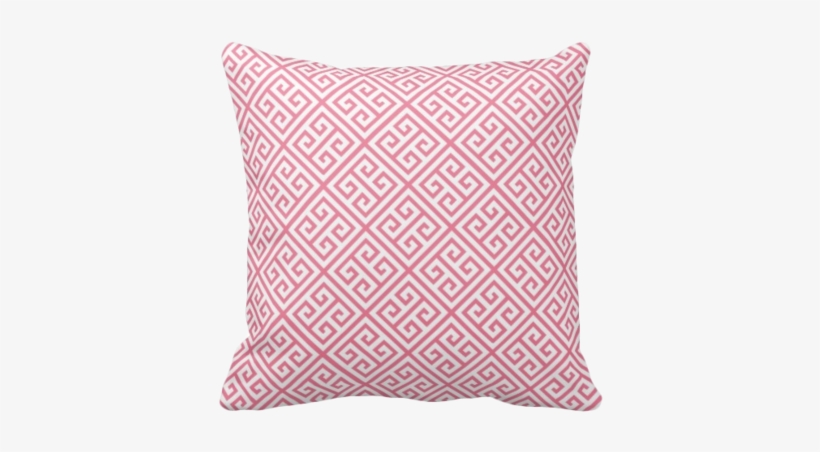 Pink Greek Key Pillow - Tapete Geometrico Vermelho, transparent png #3426388