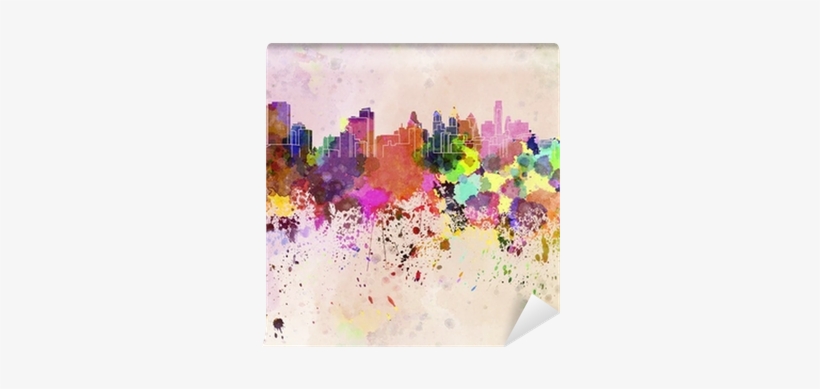 Philadelphia Skyline In Watercolor Background Wall - Philadelphia Skyline Watercolor, transparent png #3426605