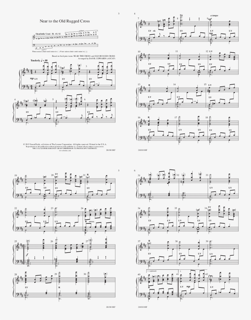 Near The Old Rugged Cross Thumbnail - 악보, transparent png #3427110