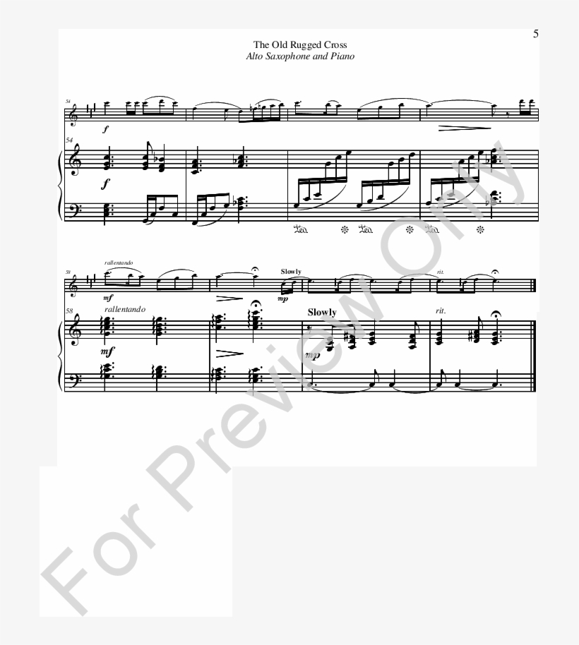 The Old Rugged Cross Thumbnail - Sheet Music, transparent png #3427183