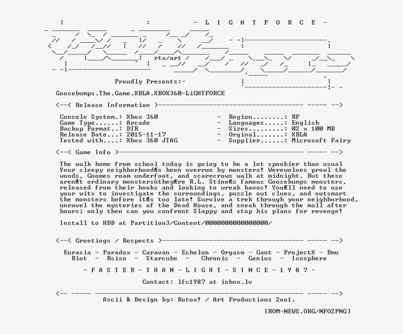 Goosebumps - The - Game - Xbla - Xbox360-lightforce - Number, transparent png #3427369