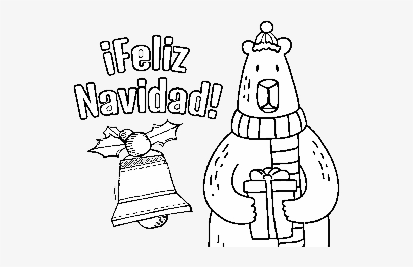 Desenho De Cartão Do Feliz Natal Para Colorir - Feliz Navidad Dibujo, transparent png #3428252