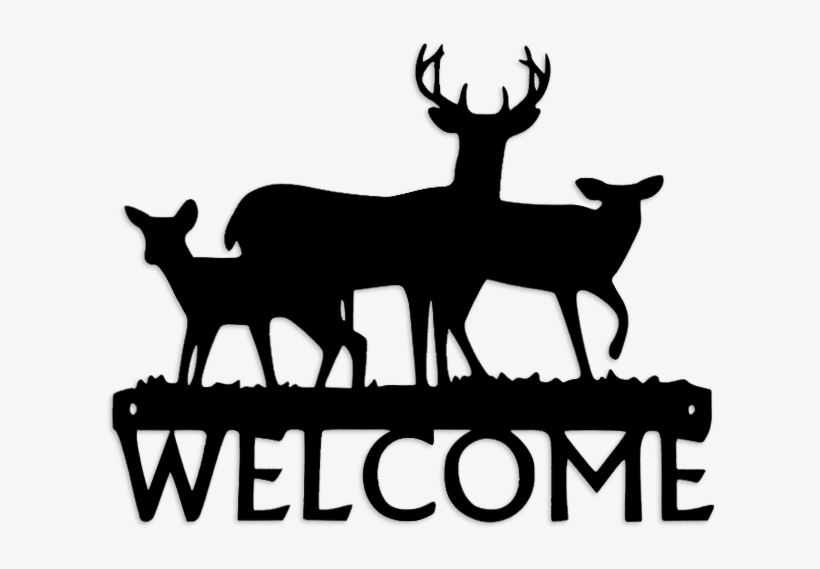 Buck With 2 Doe - Metal Cat Welcome Sign, transparent png #3428394