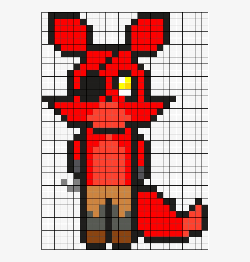 Foxy Fnaf Perler Bead Pattern / Bead Sprite - Fnaf Perler Bead Patterns Foxy, transparent png #3431203