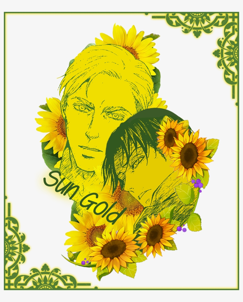 Eruri Sunflowers Erwin Smith Levi Ackerman Sable Fallenraziel - Attack On Titan, transparent png #3431854