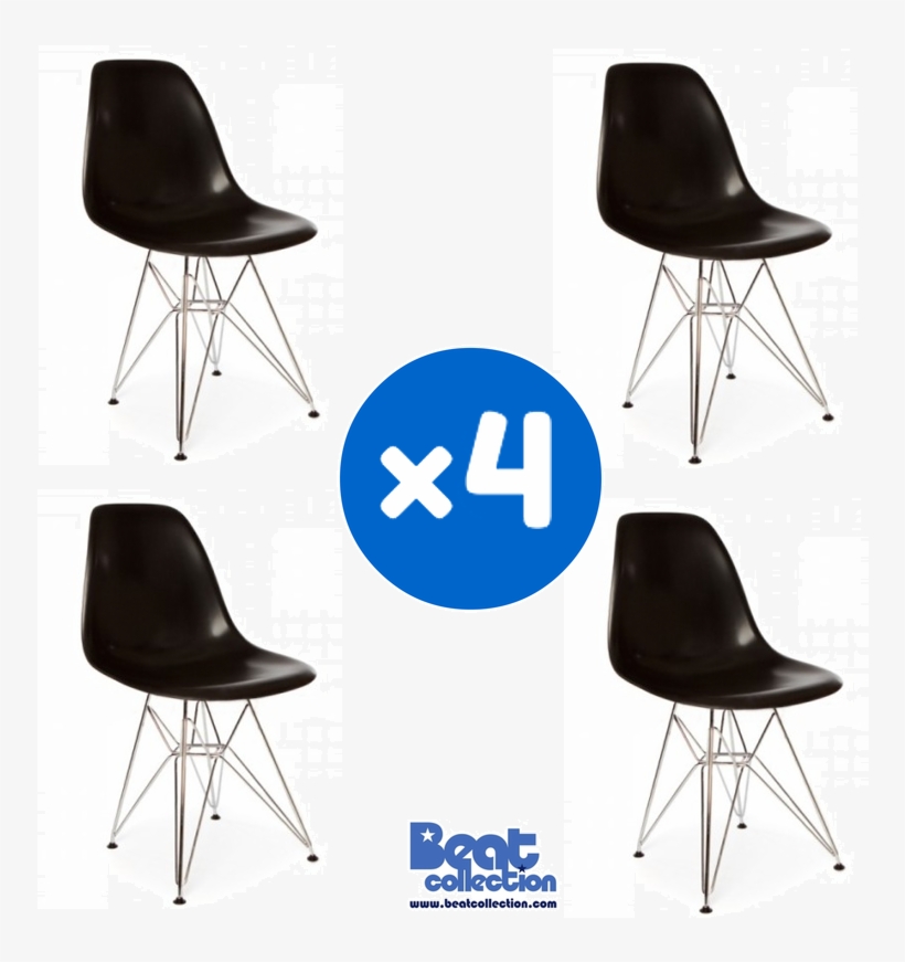 4 Chairs Special - Eames Dar Chair - Warm Grey - Chrome, transparent png #3433130