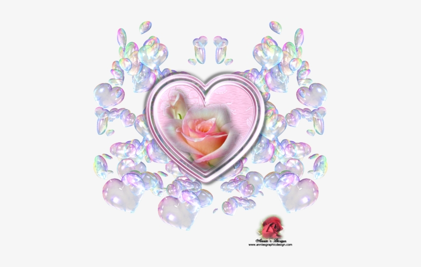 Pretty Heart With Pink Rose Graphic In Format By Annie - Full Diamond Embroidery Flower 5d Diamond Painting, transparent png #3433252