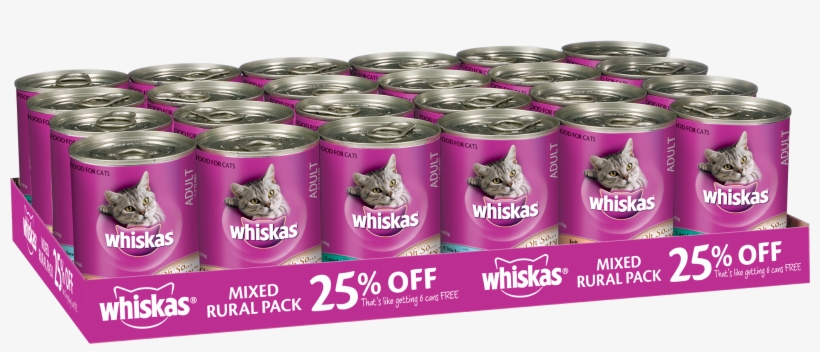 Whiskas Mixed Cat Food 24 X 400g Cans - Whiskas Cat Food 24 Cans, transparent png #3433255